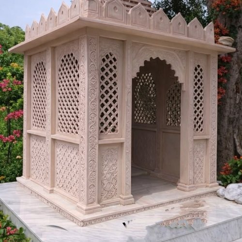 8 Feet Pink Sandstone Temples