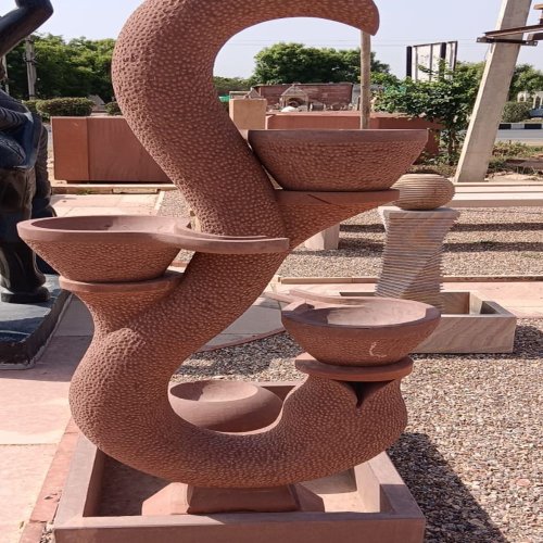 Outdoor Red Sand Stone Water Fountain