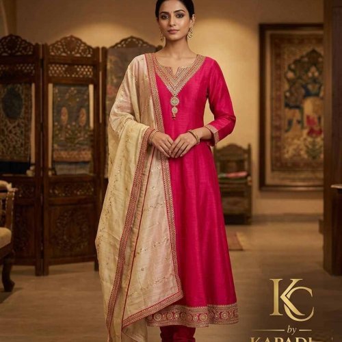 Designer Vichithra Silk Anarkali Suit