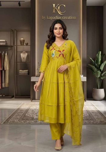 Heavy Dupatta Work Mul Chanderi Ethnic Kurta Set