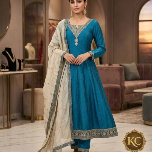 Heavy Work Vichithra Silk Frock Style Suit Set