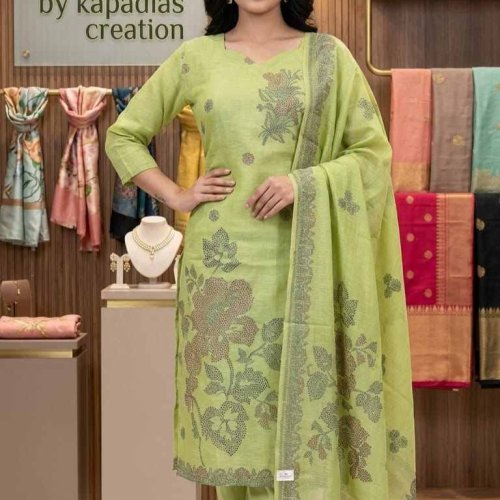 Odette Ethnic Floral Kurta Set With Dupatta