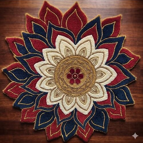 Designer Mandala Hand Tufted Wool Living Room Rug