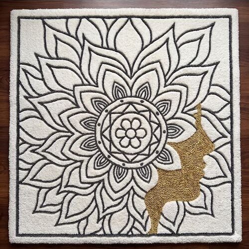 Mandala Designer Hand Tufted Wool Living Room Rug