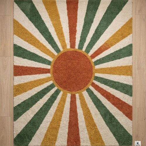 Sunburst Hand Tufted Wool Living Room Rug