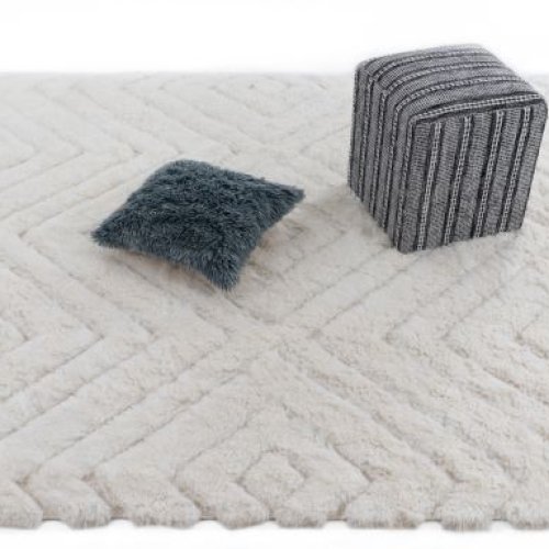 7.8x10 Feet Ivory Handmade Shaggy Rugs