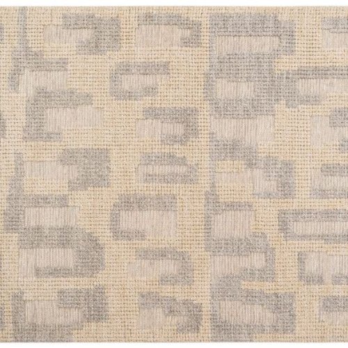 Beige Grey Hand Woven Wool Rugs