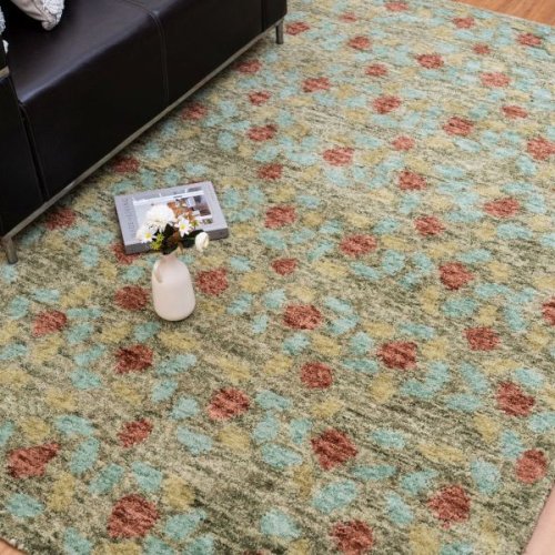 Floral Pattern Green Hand Tufted Rugs