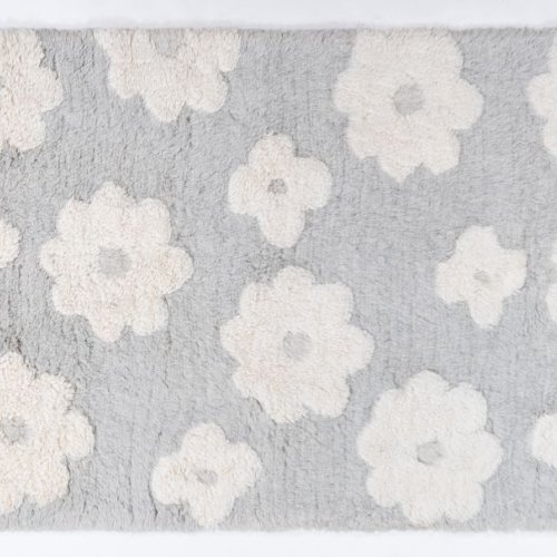 Floral Pattern Vintage Grey Handmade Shaggy Rugs