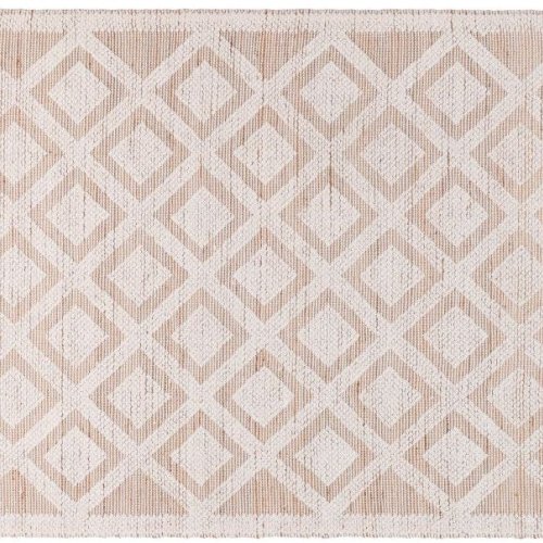Geometric Diamond Pattern Jute Wool Rug