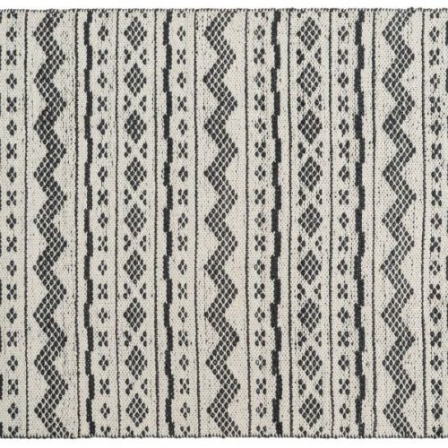 Ivory Black Jute Wool Rug