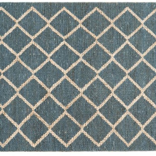 Natural Jute Blue Trellis Rugs