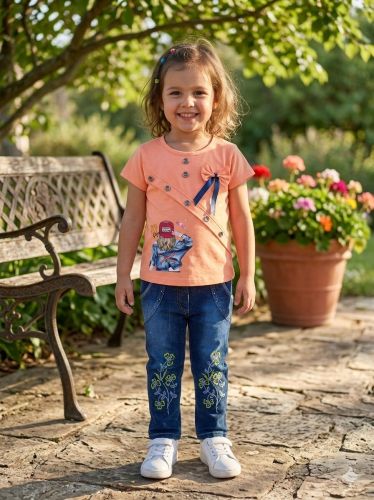 Girls Pink Top & Jeans Set
