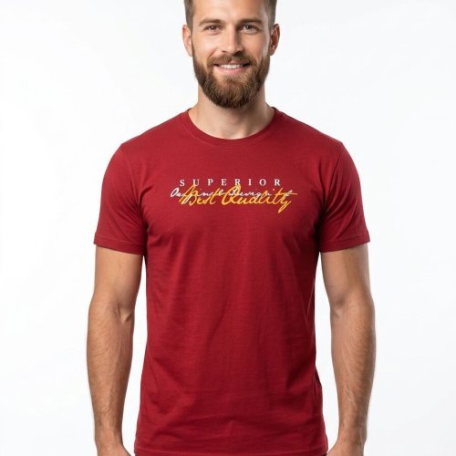 Mens Red Half Sleeve Round Neck T-Shirts