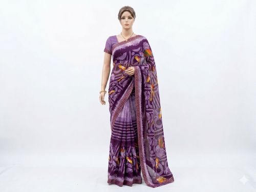 Purple Georgette Saree