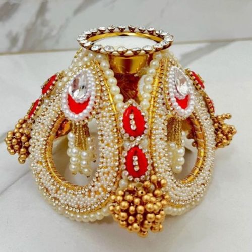 Metal Beaded Diya