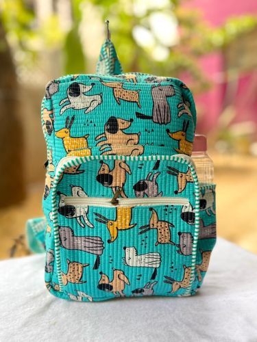 Cartoon Animal Print Quilted Cotton Kids Backpack