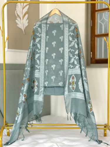 Ladies Banarasi Mercerised Kota Check Suit Set