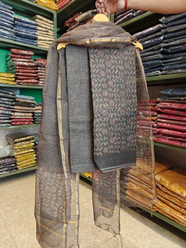 ladies hand block printed kota doria suit set