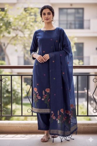 Ladies Jamdani Cotton Silk Unstitched Suit Set