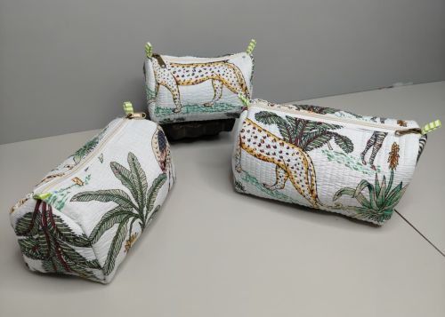 Ladies Quilted Printed Cotton Utility Pouch Set