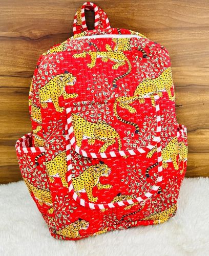 Leopard Jungle Print Quilted Cotton Backpack
