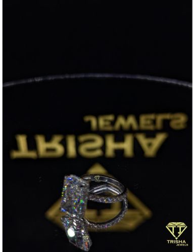 925 Sterling Silver Radiant Cut VVS Moissanite Diamond Engagement Ring
