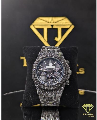 Luxury Black Octagon Bust Down Fully Flooded VVS Hip Hop Moissanite Diamond Watch