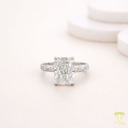 925 Sterling Silver Radiant Moissanite Diamond Engagement Ring