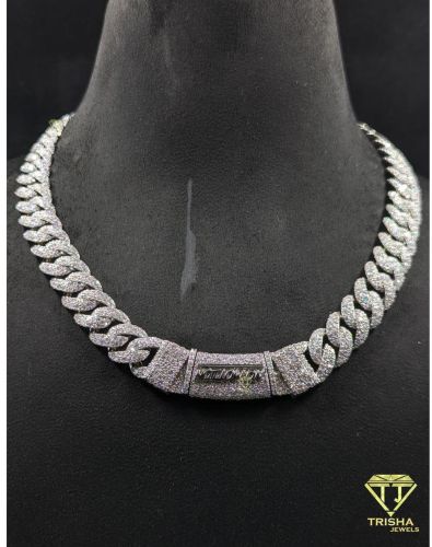925 Sterling Silver VVS Moissanite Diamond No Motion Clasp Hip Hop Custom Cuban Link Chain