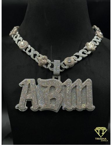 925 Sterling Silver Custom Abm Letter Iced Out Moissanite Diamond Pendant