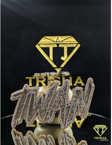 925 Sterling Silver Custom Twan Name Moissanite Diamond Hip Hop Statement Jewelry Pendant