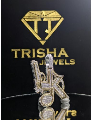 Custom Initial 925 Sterling Silver Moissanite Diamond Hip Hop Pendant
