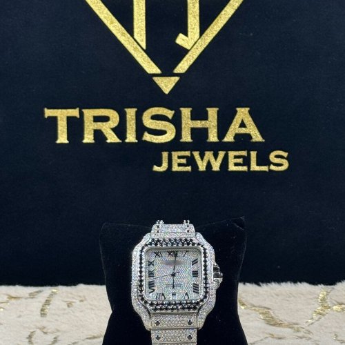 Custom VVS Bust Down Black White Moissanite Diamond Watch