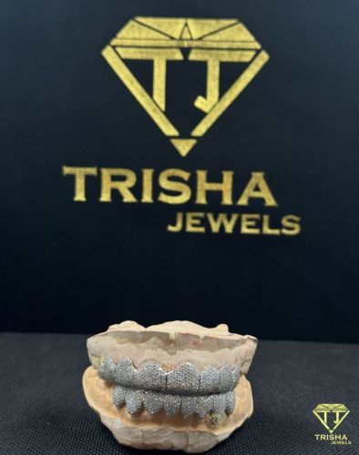 925 Sterling Silver Hip Hop Grillz VVS Moissanite Diamond Cut Fully Iced Custom Tooth Caps