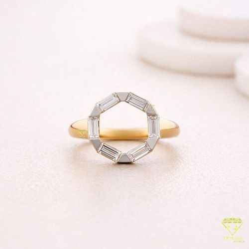 925 Sterling Silver Moissanite Diamond Minimalist Gold Plated Open Circle Ring