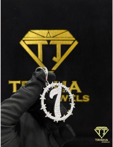 925 Sterling Silver Designer Number 7 Moissanite Diamond Hip Hop Iced Out Necklace Pendant
