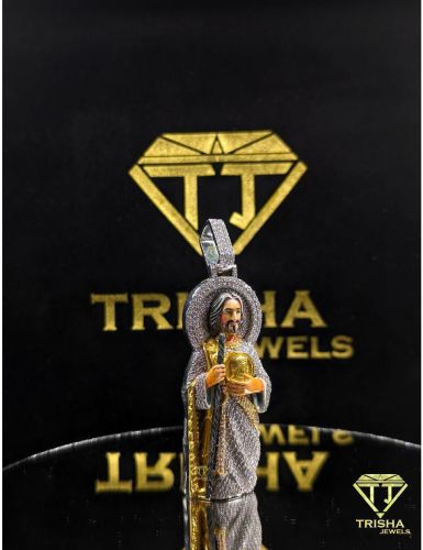 925 Sterling Silver Luxury Jesus Moissanite Diamond Iced Out Religious Hip Hop Pendant