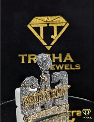 925 Sterling Silver Custom Name Moissanite Diamonds Hip Hop Statement Jewelry Pendant