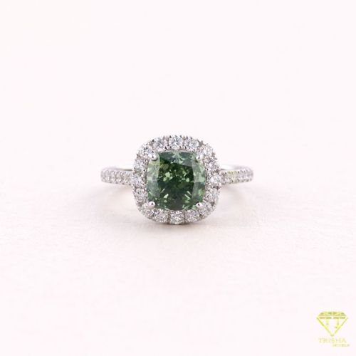 925 Sterling Silver Moissanite Diamond Green Gem Stone Ring