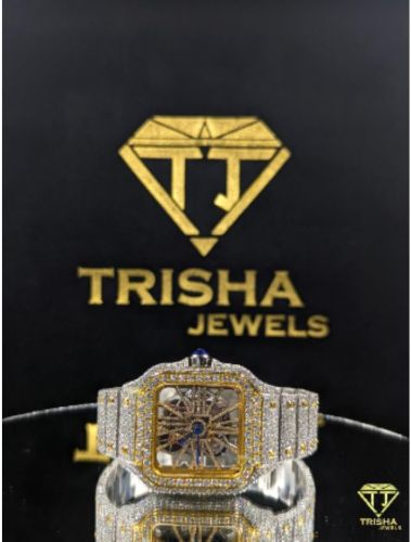 Fully Iced Out Gold Silver Skeleton Dial VVS Moissanite Diamond Luxury Hip Hop Watch