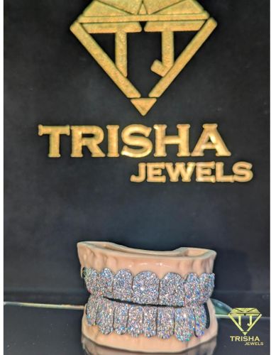 925 Sterling Silver VVS Moissanite Diamond Iced Out Teeth Caps Grillz