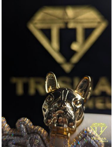 925 Sterling Silver Dog Head Bail Moissanite Diamond Hip Hop Pendant