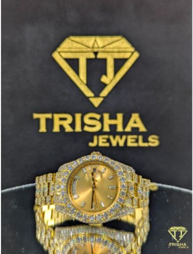 Luxury Fully Iced Out Gold VVS Moissanite Diamond Hip Hop Watch