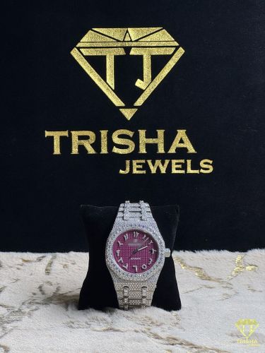 Iced out VVS White Gold Moissanite Diamond Automatic Bust Down Watch