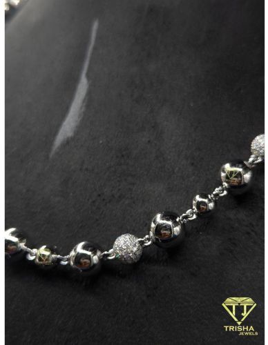 925 Sterling Silver Moissanite Diamond Hip Hop Iced Out Beaded Ball Chain Necklace