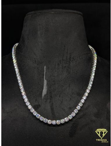 925 Sterling Silver Moissanite Diamond Iced Out Hip Hop Tennis Chain Necklace