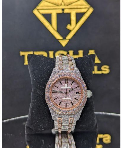 Luxury Rose Gold Octagon Moissanite Diamonds Watch