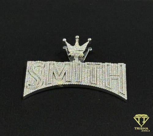 925 Sterling Silver Personalized Smith Letter Iced Out Moissanite Diamond Pendant