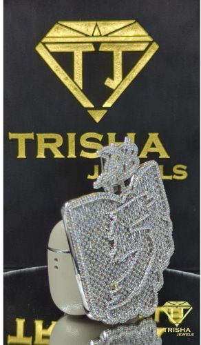 Iced Out VVS Moissanite Diamonds 925 Sterling Silver Number Pendant